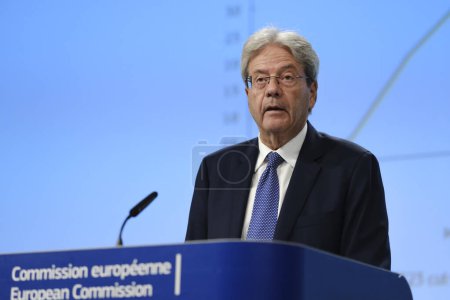 Photo for Press conference by European Commissioner Paolo GENTILONI on the Summer 2023 interim Economic Forecast in Brussels, Belgium on Sep. 11, 2023. - Royalty Free Image