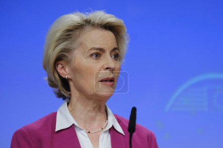 Photo for European Commission President Ursula von der LEYEN during the launch of a new funding partnership to eradicate polio signing ceremony in Brussels, Belgium on October 11, 2023. - Royalty Free Image