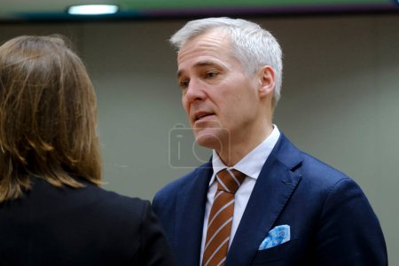 Photo for Anders ADLERCREUTZ, Minister for EU affairs arrives to participate in European General Affairs Council in Brussels, Belgium on November 15, 2023. - Royalty Free Image