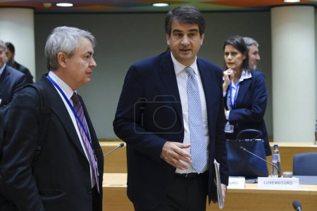 Photo for Raffaele FITTO, Minister for EU affairs arrives to participate in European General Affairs Council in Brussels, Belgium on November 15, 2023. - Royalty Free Image