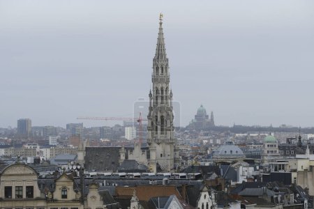 Photo for Panoramic view of Brussels during a cloudy day , Belgium on February 2, 2024. - Royalty Free Image