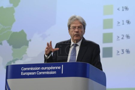 Photo for Press conference by European Commissioner Paolo GENTILONI on the Spring 2024 Economic Forecast  in Brussels, Belgium on May 15, 2024. - Royalty Free Image