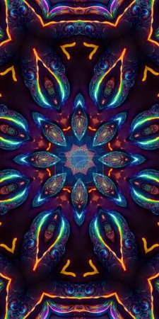 Photo for Abstract ancient geometric with star field and colorful galaxy background, digital art painting and mandala graphic design - Royalty Free Image