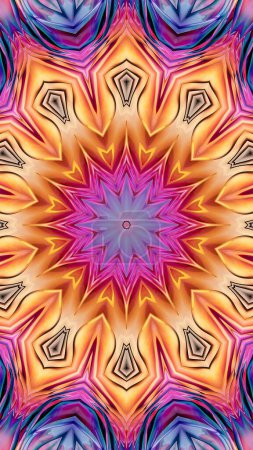 Foto de Magic fantasy fractal. Esoteric neon glowing geometric mandala. Kaleidoscopic background. - Imagen libre de derechos