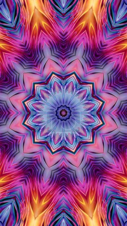 Photo for Magic fantasy fractal. Esoteric neon glowing geometric mandala. Kaleidoscopic background. - Royalty Free Image
