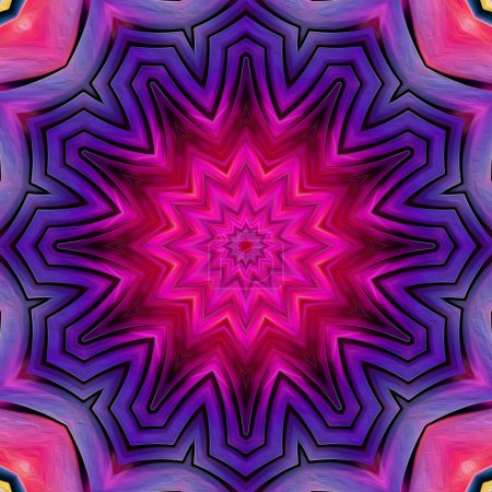 Téléchargez les photos : Magic fantasy fractal. Esoteric neon glowing geometric mandala. Kaleidoscopic background. - en image libre de droit