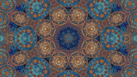 Luxury oriental tile seamless pattern. Colorful floral patchwork background. Mandala boho chic style. Rich flower ornament. Hexagon design elements. Portuguese moroccan motif. 