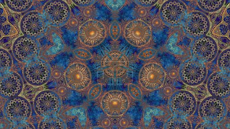 Luxury oriental tile seamless pattern. Colorful floral patchwork background. Mandala boho chic style. Rich flower ornament. Hexagon design elements. Portuguese moroccan motif. 