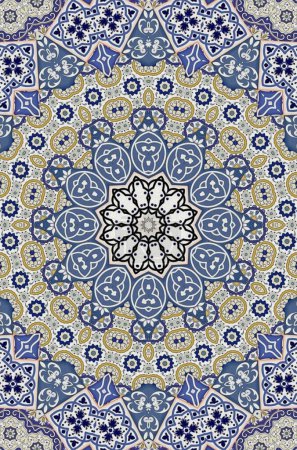Photo for Luxury oriental tile seamless pattern. Colorful floral patchwork background. Mandala boho chic style. Rich flower ornament. Hexagon design elements. Portuguese moroccan motif. - Royalty Free Image