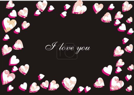 Photo for Love you - red calligraphy inscription. with red and pink hearts aroud. Love lettering card. - Royalty Free Image