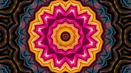 Photo for Seamless pattern with floral mandala in orange and pink color. Magic mystic background. - Royalty Free Image