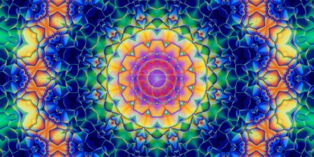 Foto de Abstract ancient geometric mystic background, colorful digital art painting and mandala graphic design. - Imagen libre de derechos