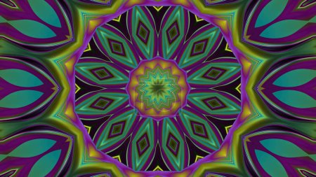 Téléchargez les photos : Abstract ancient geometric mystic background, colorful digital art painting and mandala graphic design. - en image libre de droit