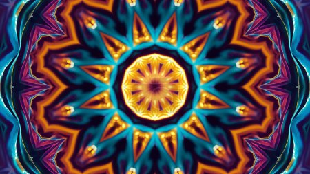 Foto de Abstract ancient geometric mystic background, colorful digital art painting and mandala graphic design. - Imagen libre de derechos