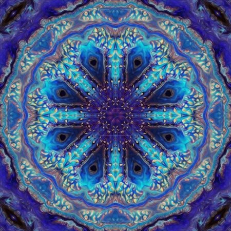 Foto de Mandala abstracto cuadro pintado azul del chakra Vishuddha. - Imagen libre de derechos