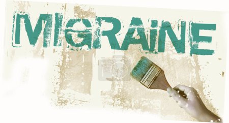 Photo for Hand writing Stop Migraine with paintbrush, healthcare concept. - Royalty Free Image