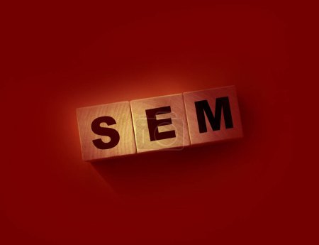 Photo for SEM letters on Wooden Blocks on red. Marketing business concept. - Royalty Free Image
