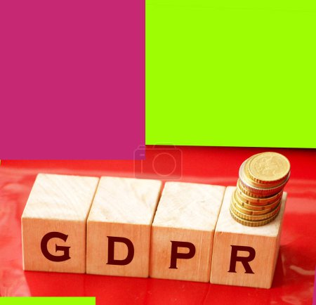Photo for GDPR abbreviation Written In Wooden Cubes on red. Information protection concept. - Royalty Free Image