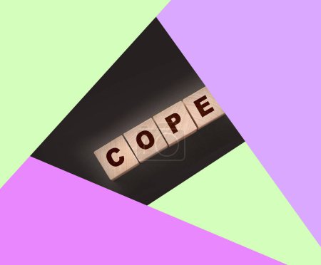Photo for Cope from wooden letters on black background. Social concept. - Royalty Free Image