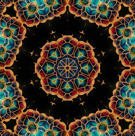 Téléchargez les photos : Kaléidoscope sans couture, mandala vue de fond abstraite - en image libre de droit
