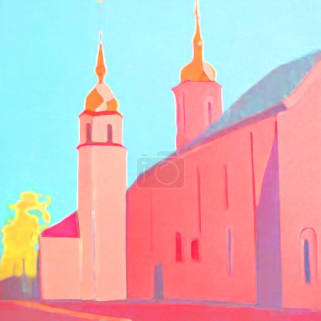 Téléchargez les photos : Vieille église fragment peinture illustration - en image libre de droit