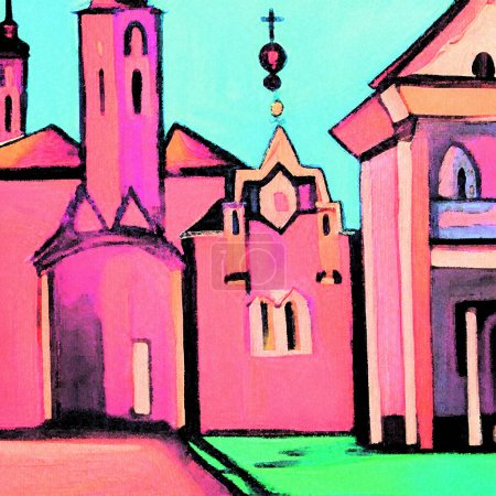 Téléchargez les photos : Eglise abstraite vue de fond coloré - en image libre de droit