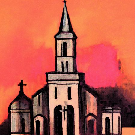 Téléchargez les photos : Eglise abstraite vue de fond coloré - en image libre de droit