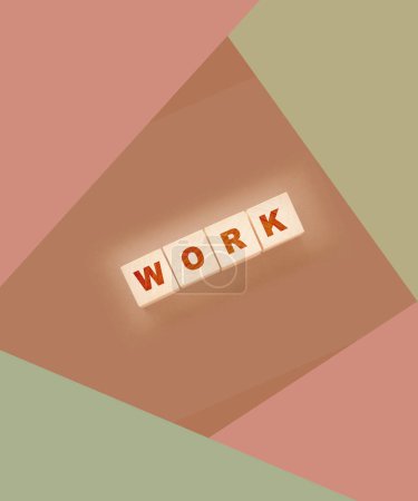 Foto de Inscripción en cubos de madera Trabajar en negro El concepto de trabajar desde casa. - Imagen libre de derechos