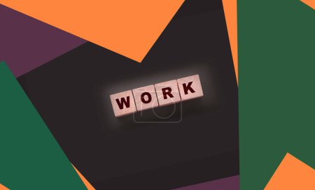 Photo for Inscription on wooden cubes Work on black The concept of working from home. - Royalty Free Image