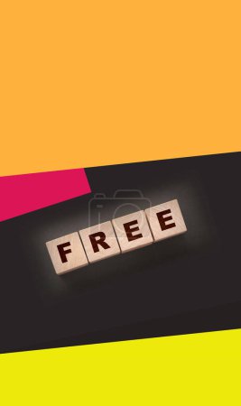 Photo for The word free on wooden blocks on black background. Business concept. - Royalty Free Image