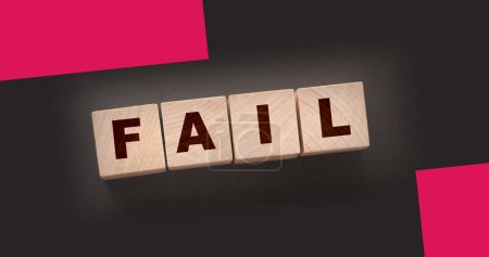 Photo for FAIL Word text Written In Wooden Cube blocks on black background. Business crisis concept. - Royalty Free Image