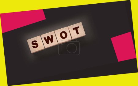 Photo for Abbreviation SWOT on wooden cubes. Business analysis concept. - Royalty Free Image
