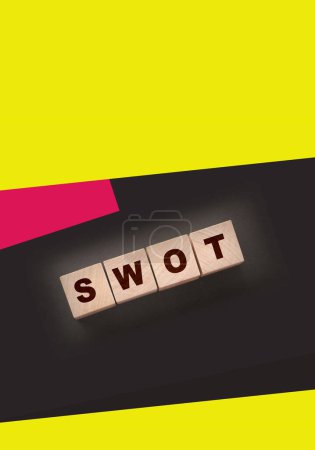 Photo for Abbreviation SWOT on wooden cubes. Business analysis concept. - Royalty Free Image