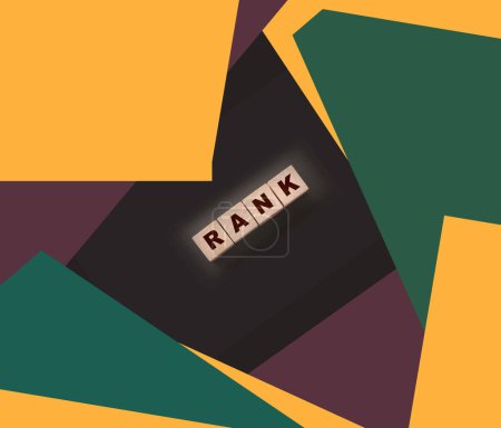 Téléchargez les photos : RANK texte sur fond noir sur cubes en bois. Classement SEO concept. - en image libre de droit