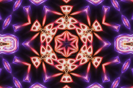 Photo for Magic mystic fantasy fractal. Esoteric neon glowing geometric mandala. Kaleidoscopic background. - Royalty Free Image