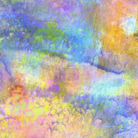 Photo for Watercolor design painted with blue, green, yellow pink colors. - Royalty Free Image