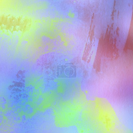 Photo for Watercolor background with splashes of blue, green, pink and yellow colors - Royalty Free Image