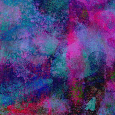 Téléchargez les photos : Fond abstrait lumineux réalisé avec des peintures à l'aquarelle aux couleurs mélangées rose, vert et bleu. - en image libre de droit