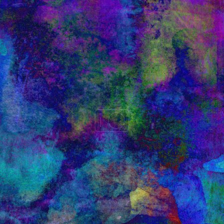 Foto de Fondo abstracto brillante hecho con pinturas de acuarela en colores rosa, verde y azul mezclados. - Imagen libre de derechos