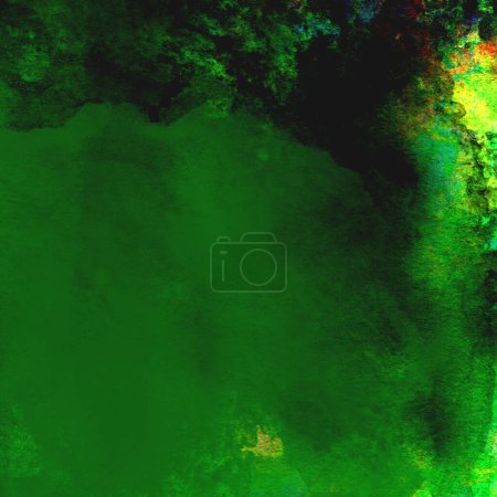 Photo for Abstract green watercolor design with hints of yellow, blue and red tones - Royalty Free Image