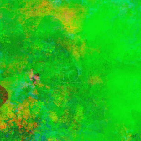 Foto de Patrón de acuarela abstracta verde con toques de tonos amarillos, azules y rojos - Imagen libre de derechos