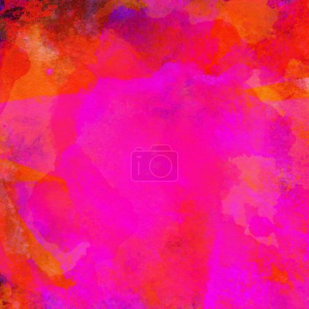 Téléchargez les photos : Fond coloré abstrait avec des lavages aquarelle de couleurs rose, rouge et orange - en image libre de droit