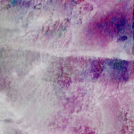 Photo for Abstract watercolor pattern with lilac and white colors and touches of pink, blue and green colors. - Royalty Free Image