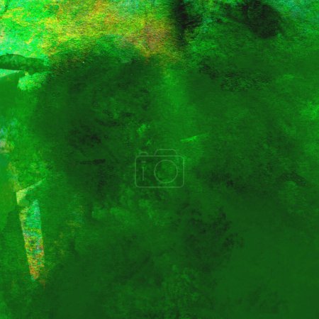 Téléchargez les photos : Fond abstrait motif aquarelle réalisé avec des tons verts clairs et foncés - en image libre de droit