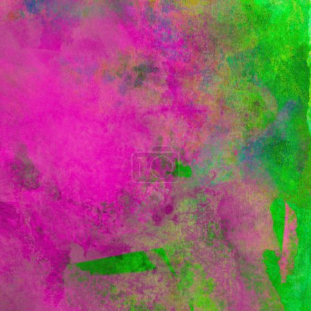 Téléchargez les photos : Fond d'aquarelle abstrait réalisé avec des couleurs vertes et roses - en image libre de droit