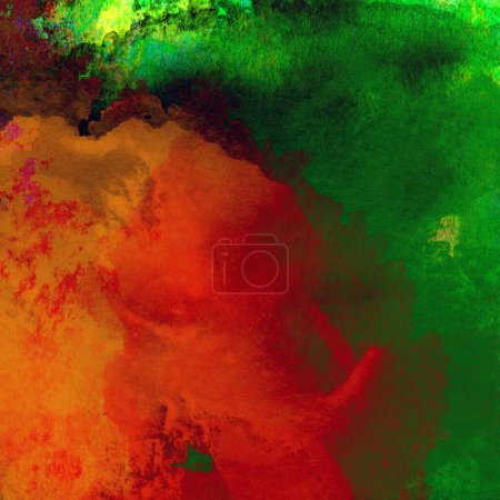Téléchargez les photos : Conception d'aquarelle abstraite avec des couleurs vertes et rouges. - en image libre de droit