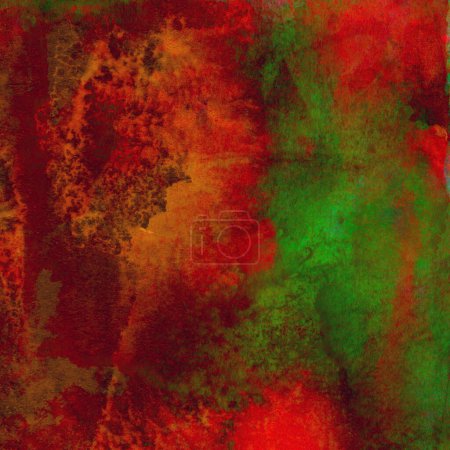 Photo for Abstract grunge colorful watercolor pattern with green, red and yellow colors - Royalty Free Image
