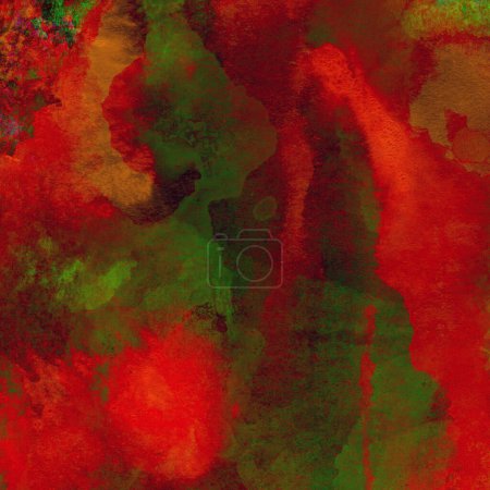 Foto de Patrón de acuarela colorido grunge abstracto con colores verde, rojo y amarillo - Imagen libre de derechos