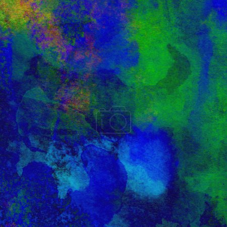 Téléchargez les photos : Abstrait fond coloré motif aquarelle faite avec des couleurs bleues et vertes - en image libre de droit