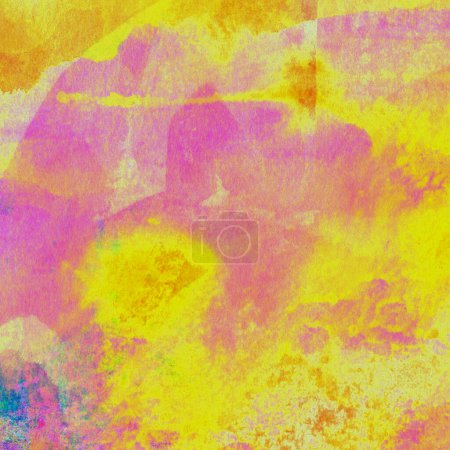 Foto de Fondo de patrón de acuarela colorido abstracto con colores amarillo y rojo y toques de colores rosa, azul y verde. - Imagen libre de derechos